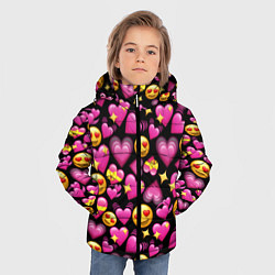 Куртка зимняя для мальчика Эмодзи сердечки, цвет: 3D-красный — фото 2