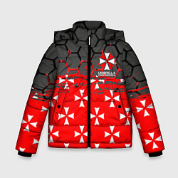 Куртка зимняя для мальчика Umbrella Corporation - Соты, цвет: 3D-светло-серый