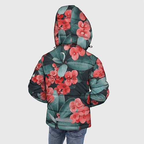 Зимняя куртка для мальчика Красивые Цветы на Зеленом дереве / 3D-Черный – фото 4