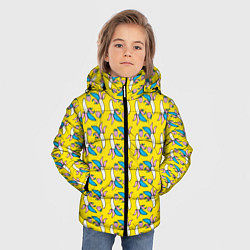 Куртка зимняя для мальчика Летний узор Забавные бананчики, цвет: 3D-светло-серый — фото 2