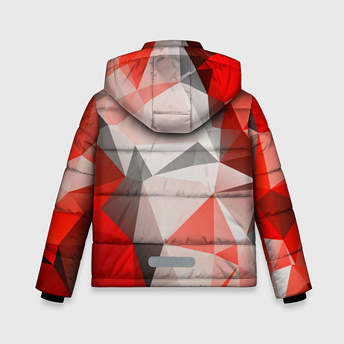 Зимняя куртка для мальчика Красно-серая геометрия / 3D-Светло-серый – фото 2