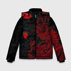 Куртка зимняя для мальчика Дракон Китайский дракон, цвет: 3D-красный