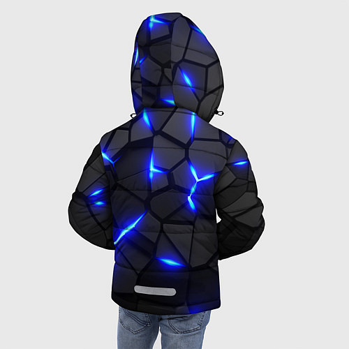 Зимняя куртка для мальчика КИБЕРПАНК БРОНЯ: СИНЯЯ СТАЛЬ / 3D-Черный – фото 4