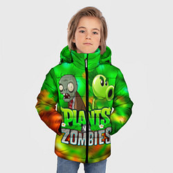 Куртка зимняя для мальчика Plants vs Zombies горохострел и зомби, цвет: 3D-светло-серый — фото 2