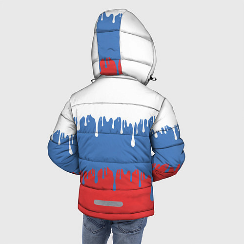 Зимняя куртка для мальчика Флаг России потёки / 3D-Красный – фото 4