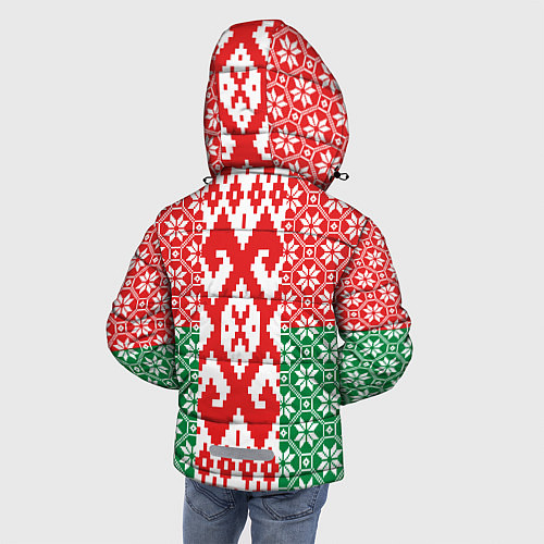 Зимняя куртка для мальчика Белоруссия Обережные Узоры Алатырь / 3D-Красный – фото 4