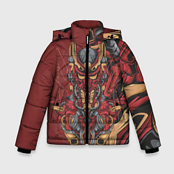 Куртка зимняя для мальчика Красный робот, цвет: 3D-светло-серый