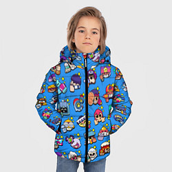 Куртка зимняя для мальчика Особые редкие значки Бравл Пины синий фон Brawl St, цвет: 3D-красный — фото 2