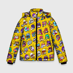 Куртка зимняя для мальчика Особые редкие значки Бравл Пины желтый фон Brawl S, цвет: 3D-светло-серый