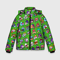 Куртка зимняя для мальчика Особые редкие значки Бравл Пины зеленый фон Brawl, цвет: 3D-светло-серый
