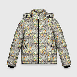 Куртка зимняя для мальчика 100 долларов банкноты, цвет: 3D-черный