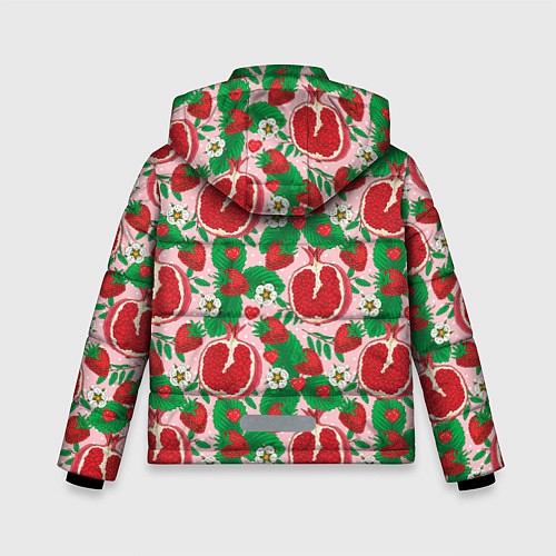Зимняя куртка для мальчика Гранат фрукт паттерн / 3D-Светло-серый – фото 2
