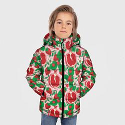 Куртка зимняя для мальчика Гранат фрукт паттерн, цвет: 3D-светло-серый — фото 2