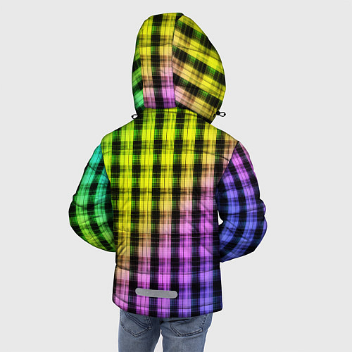 Зимняя куртка для мальчика Градиентный клетчатый узор / 3D-Черный – фото 4