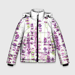 Куртка зимняя для мальчика Цветы Лаванды акварелью, цвет: 3D-светло-серый