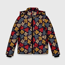 Куртка зимняя для мальчика Карточные Масти Cards, цвет: 3D-красный
