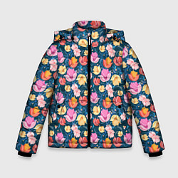 Куртка зимняя для мальчика Поле цветов, цвет: 3D-черный