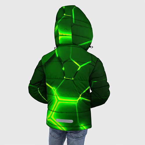 Зимняя куртка для мальчика 3D ПЛИТЫ НЕОН NEON GREEN HEXAGON РАЗЛОМ / 3D-Красный – фото 4