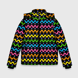 Куртка зимняя для мальчика Разноцветные волнистые линии, цвет: 3D-красный
