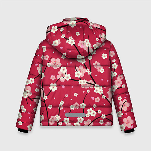 Зимняя куртка для мальчика Цветы на ветках / 3D-Светло-серый – фото 2