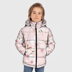 Куртка зимняя для мальчика Розовые цветы весны, цвет: 3D-светло-серый — фото 2