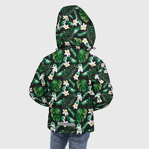 Зимняя куртка для мальчика Зеленые листочки паттерн / 3D-Черный – фото 4