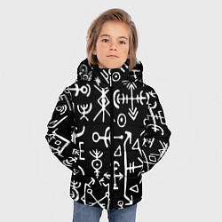 Куртка зимняя для мальчика Древние руны Паттерн, цвет: 3D-светло-серый — фото 2