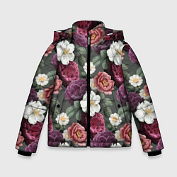 Куртка зимняя для мальчика Bouquet of flowers pattern, цвет: 3D-светло-серый