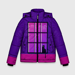 Куртка зимняя для мальчика Кот сидит у окна, цвет: 3D-черный