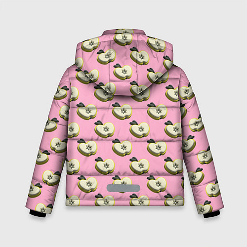Зимняя куртка для мальчика Яблочные дольки на розовом фоне с эффектом 3D / 3D-Светло-серый – фото 2
