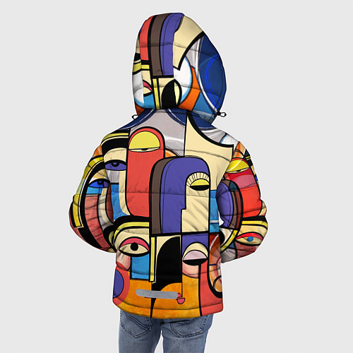 Зимняя куртка для мальчика Глазки - арт / 3D-Черный – фото 4