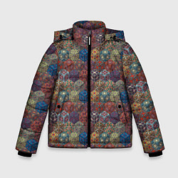 Куртка зимняя для мальчика Разноцветные Кубические Узоры, цвет: 3D-красный