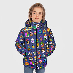 Куртка зимняя для мальчика Значки на скины Бравл Старс Brawl Синий градиент П, цвет: 3D-черный — фото 2