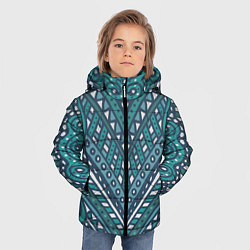 Куртка зимняя для мальчика Абстракция Зеленый, белый и синий цвета Волны, лин, цвет: 3D-черный — фото 2