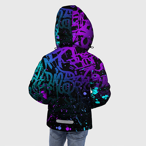Зимняя куртка для мальчика НЕОНОВОЕ ГРАФФИТИ НЕОНОВЫЕ БРЫЗГИ / 3D-Черный – фото 4
