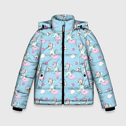 Куртка зимняя для мальчика Dab Единороги, цвет: 3D-красный