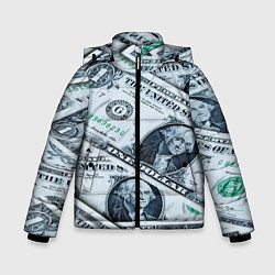 Куртка зимняя для мальчика Доллары с Вашингтоном, цвет: 3D-светло-серый
