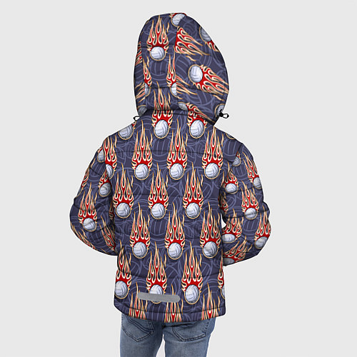 Зимняя куртка для мальчика Волейбольные мячи в огне / 3D-Черный – фото 4