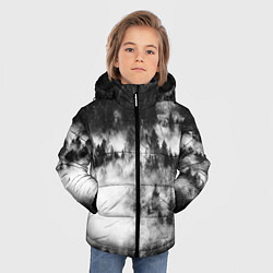 Куртка зимняя для мальчика Мрачный лес - туман, цвет: 3D-светло-серый — фото 2