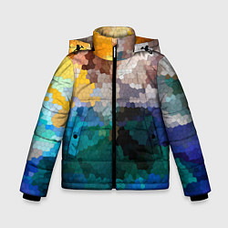 Куртка зимняя для мальчика Осенний мозаичный узор, цвет: 3D-черный