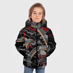 Куртка зимняя для мальчика Самурай и змей, цвет: 3D-черный — фото 2