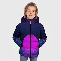Куртка зимняя для мальчика Закат розового солнца Vaporwave Психоделика, цвет: 3D-красный — фото 2