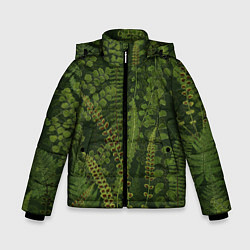Куртка зимняя для мальчика Цветы Зеленые Папоротники, цвет: 3D-красный