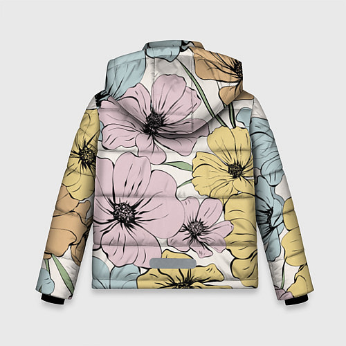 Зимняя куртка для мальчика Цветы Винтажный Букет / 3D-Светло-серый – фото 2