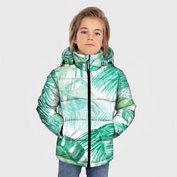 Куртка зимняя для мальчика Цветы Тропическая Акварель, цвет: 3D-красный — фото 2