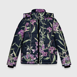 Куртка зимняя для мальчика Цветы Фиолетовые, цвет: 3D-черный