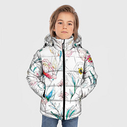 Куртка зимняя для мальчика Цветы Нарисованные, цвет: 3D-светло-серый — фото 2