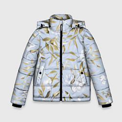 Куртка зимняя для мальчика Цветы Золотые Листья, цвет: 3D-черный