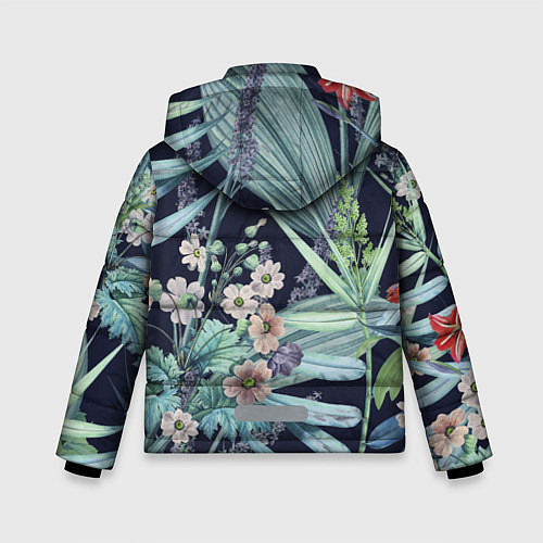 Зимняя куртка для мальчика Цветы Синие Ботанические / 3D-Светло-серый – фото 2