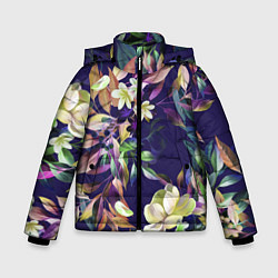 Куртка зимняя для мальчика Цветы Красочный Букет, цвет: 3D-черный